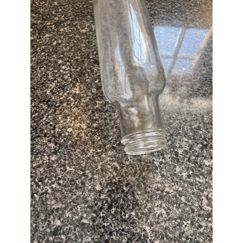 Vintage Clear Glass Rolling Pin No Cap Baking Kitchen Pastry Farmhouse 14